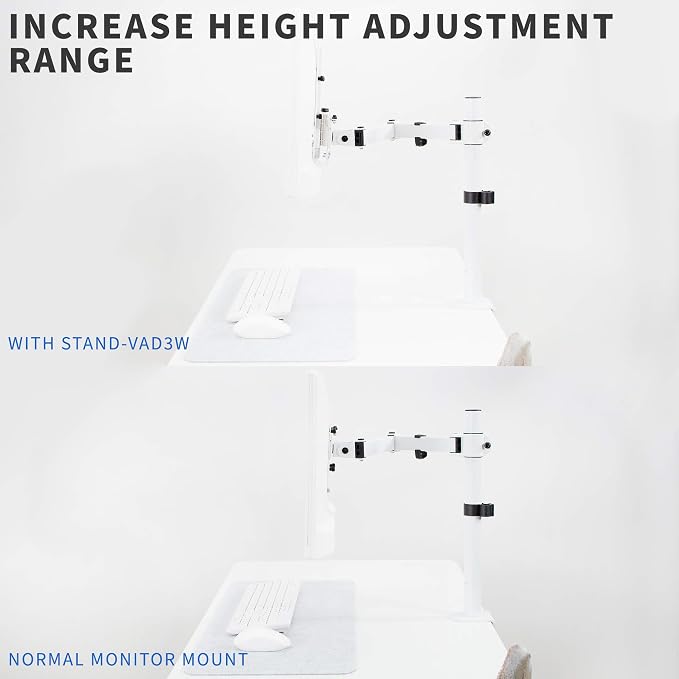 VIVO Height Adjustable VESA Adapter for Single 13 to 27 inch Monitor, Accessory Bracket Kit for Individual Screen, White, STAND-VAD3W - Image 5