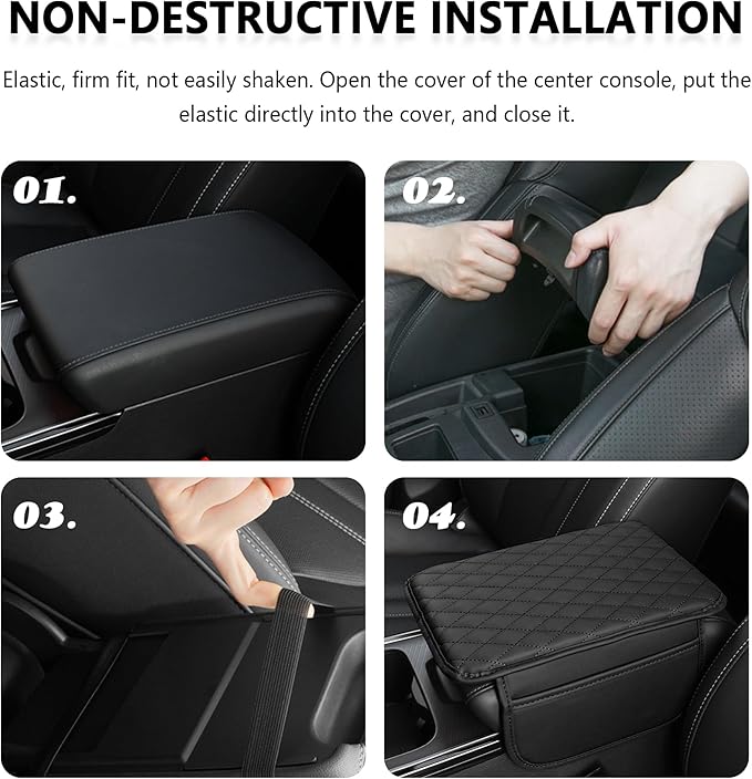 Stacool Upgraded Car Center Console Cover,Microfiber Leather Car Armrest Cover Cushion with 2 Storage Bags,Universal Car Armrest Storage Box (Purple) - Image 5