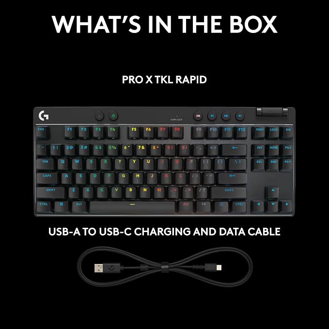 Logitech G PRO X TKL Rapid Tenkeyless Gaming Keyboard (Hall-Effect) - Black | Hall-Effect Magnetic Analog Switches with Rapid Trigger, Lightsync RGB, Detachable USB-C Cable, Volume Roller & Media Buttons - Image 9