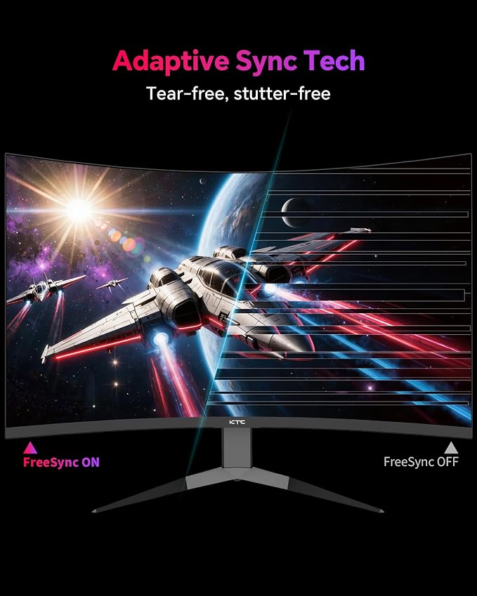 KTC 32 Inch 240Hz Curved Gaming Monitor, 2K 1440P PC Computer Monitor 1000R, 1ms (MPRT), 4000:1 Contrast, 122%sRGB, Adaptive Sync, HDMI Display Port, Tiltable, VESA Mount, H32S25E - Image 6