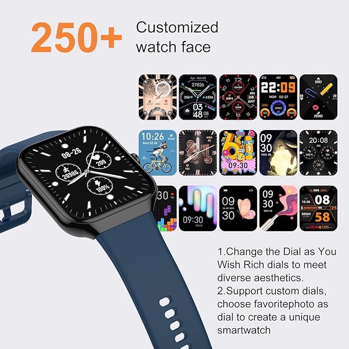 Smart Watch for Men Women (Answer/Make Call), 1.96"HD Smartwatch with Heart Rate/Sleep Monitor/Pedometer/Calories, 113+ Sports Fitness Watch, IP68 Waterproof Activity Tracker for Android iOS-Blue - Image 4