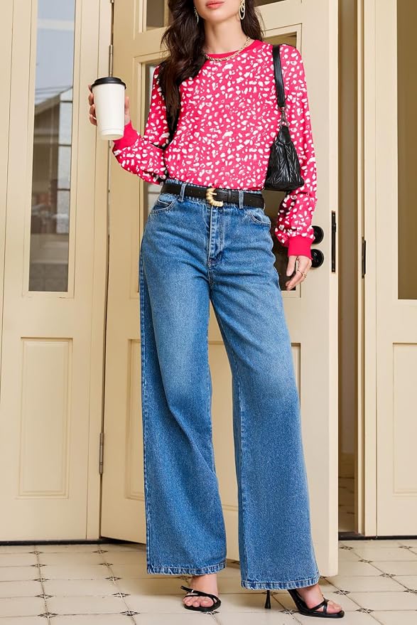 EVALESS Womens Crewneck Long Sleeve Tops Casual Polka Dots Tops Fall 2026 Tshirts Shirts - Image 6