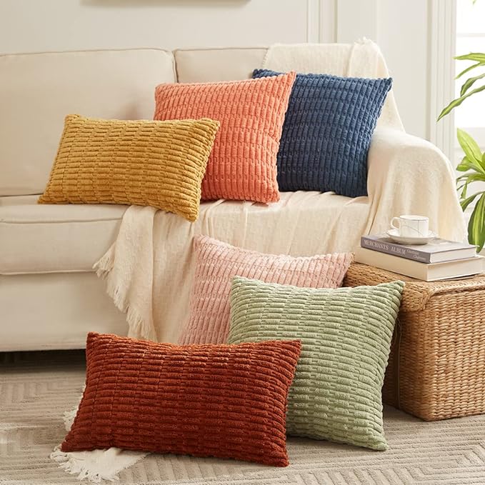 Fancy Homi 4 Packs Decorative Throw Pillow Covers for Living Room Couch Bed, Modern Farmhouse Boho Home Décor Accent Cushion Case, 16" x 16", Navy Blue - Image 7