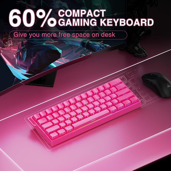 AULA WIN60 HE PRO 60% Mechanical Gaming Keyboard Wired, Magnetic Switch Hot Swappable, Adjustable Actuation Rapid Trigger Mode, 8000Hz Polling Rate, RGB Small Keyboard 60 Percent Compact Design for PC - Image 3