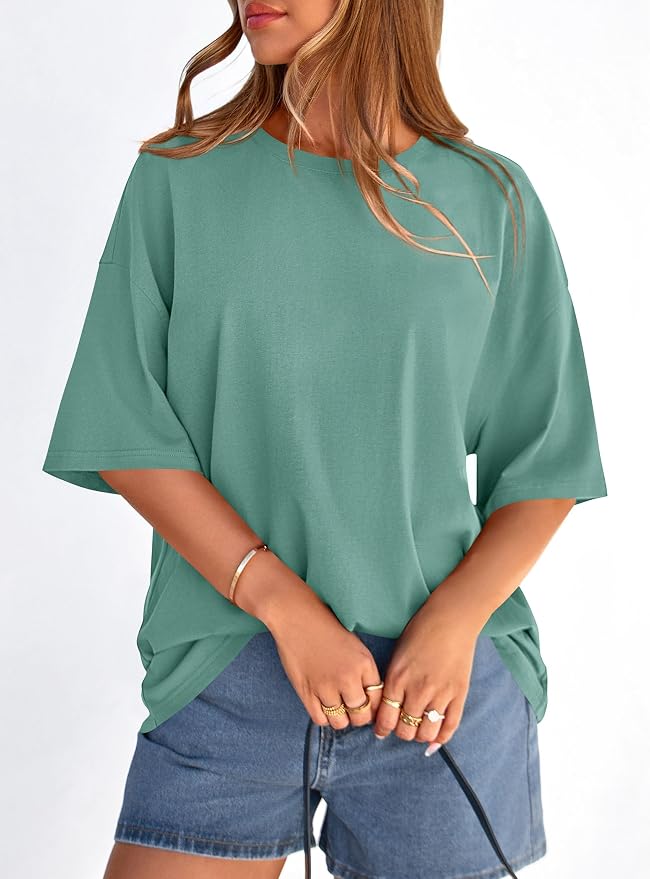 PRETTYGARDEN Womens 2026 Spring Going Out Tops Casual Short Sleeve Crewneck Loose Fit Basic Oversized T Shirts Summer Outfits - Image 5