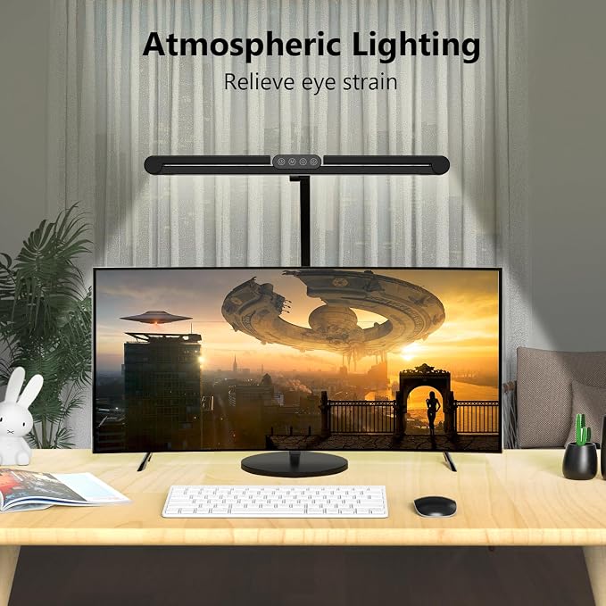 Micomlan Architect Desk Lamp with Remote Control, Adjustable Led Desk Light for Home Office with Base, 24W Bright Auto Dimming Table Light Rotatable Office Lamp with Swing Arm for Computer Cafting - Image 3