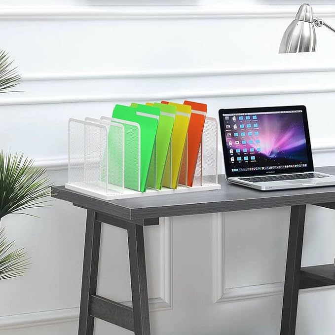 Kuntine.B 7-Section Upright Desk File Organizer White 1 Pack | Vertical, Mesh, Metal, Assembly, Stability, Sturdiness, Organization, Standing - Image 6
