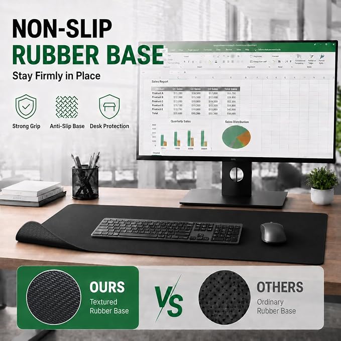 KTRIO Large Gaming Mouse Pad Desk Mat for Gamer, 31.5" x 11.8", Black, XL | Extended Size Design, Superior Micro-Weave Cloth, Non-Slip Rubber Base, Durable Stitched Edges, Water-Resistant Coating - Image 4