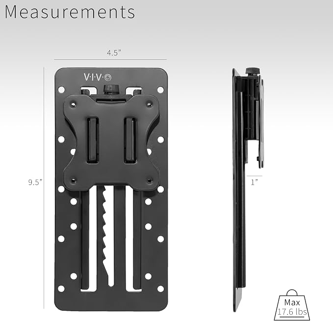 VIVO Height Adjustable VESA Adapter Stand for Individual Monitors up to 27 Inches Black - Image 4