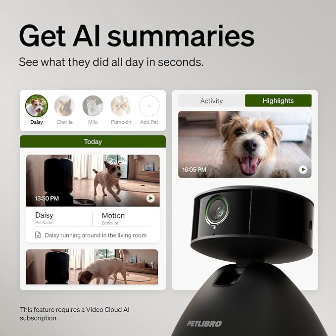 PETLIBRO Dog Camera with Phone App, 360° Auto Tracking Pet Camera Indoor with Phone App for Home Alone Pets, Cat & Puppy Camera with 2-Way Audio, Night Vision, Indoor Camera WiFi - Image 3