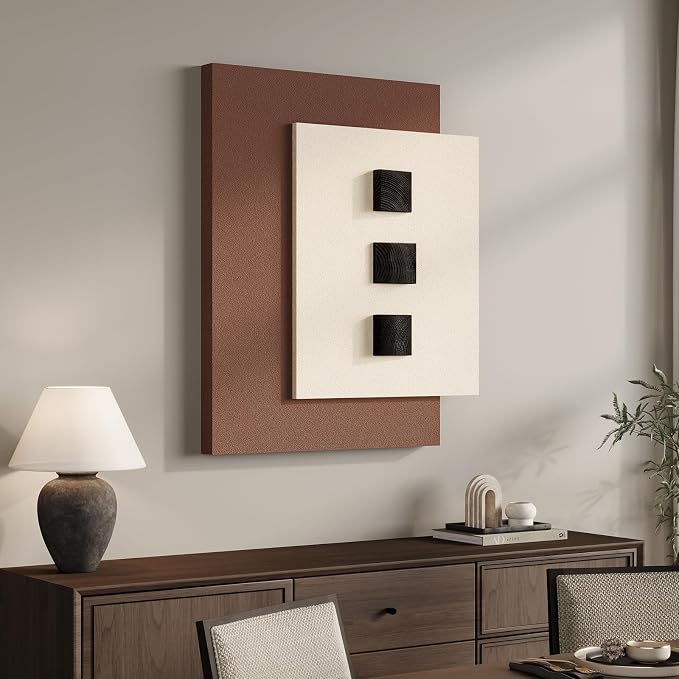 Cuspin Modern 3D Wood Wall Art for Living Room, Neutral Minimalist Textured Artwork for Walls, Beige Brown Paintings Wall Decor for Bedroom Dining Room Hallway - Image 4