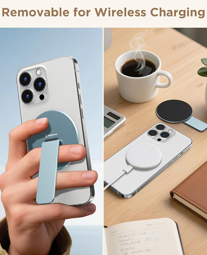 Magnetic Phone Stand Grip for Magsafe, Utral-Thin Snap-on Phone Holder, Kickstand, & Grip, Foldable & Adjustable for Hands-Free Viewing | Compatible with Phone 16 15 14 13 12 Pro, Blue - Image 6