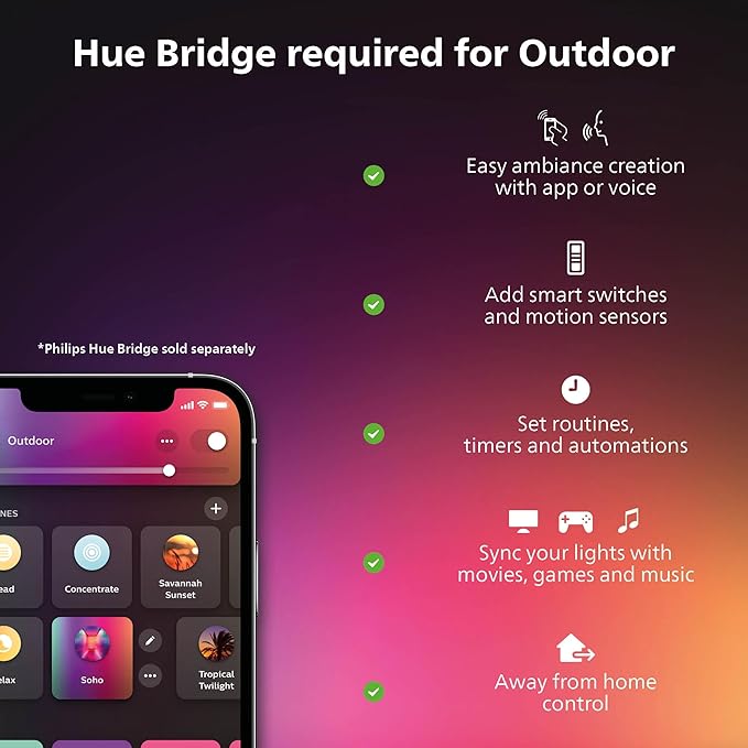 Philips Hue Calla Large Outdoor Pedestal Light (Low-Volt), (4.1 x 15.8 in) White & Color Pathway Light, Voice Control with Alexa, Apple Home & Google Assistant, Bridge Required - Image 6