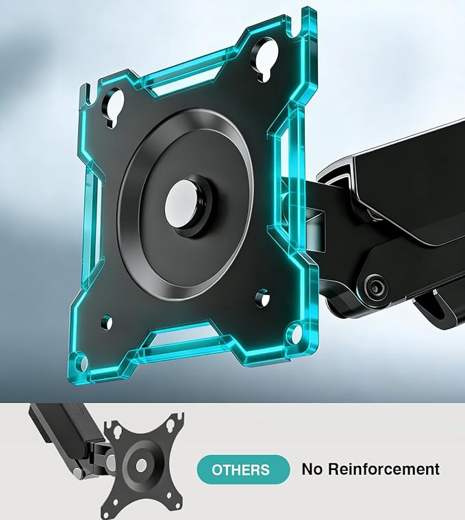 Single Monitor Arm, Monitor Mount for 17-32 inch Screens Gas Spring Adjustable Monitor Stand, Vesa Mount with Clamp and Grommet Aluminum Base - Fits 4.4 to 22lbs LCD Computer Monitors AX09DB01-1 - Image 5