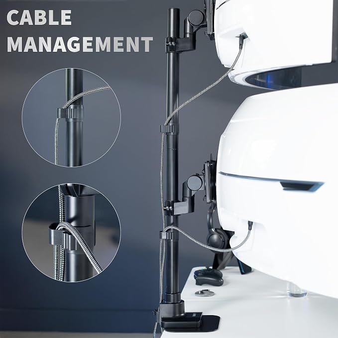 VIVO Dual Vertically Stacked Ultra-Wide Monitor Desk Mount for up to 57 inch Screens, Heavy Duty Adjustable Stand for 2 Ultrawides, 59.4 lbs Capacity, Black, STAND-V257R - Image 8