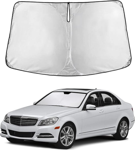 EcoNour Windshield Sunshade Compatible for Mercedes Benz C Class 2008-2012 2013 2014, Sun Visor for Front Windshield & Window Sun Shade Cover, UV Heat Blocker & Protector, Car Accessories by EcoNour