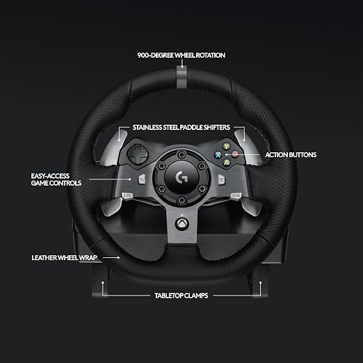 Logitech G920 Racing Wheel and Pedals for Xbox X|S/Xbox One/PC | Real force feedback, stainless steel paddle shifters, leather steering wheel cover, for Xbox Series X|S, PC, Mac - Image 6