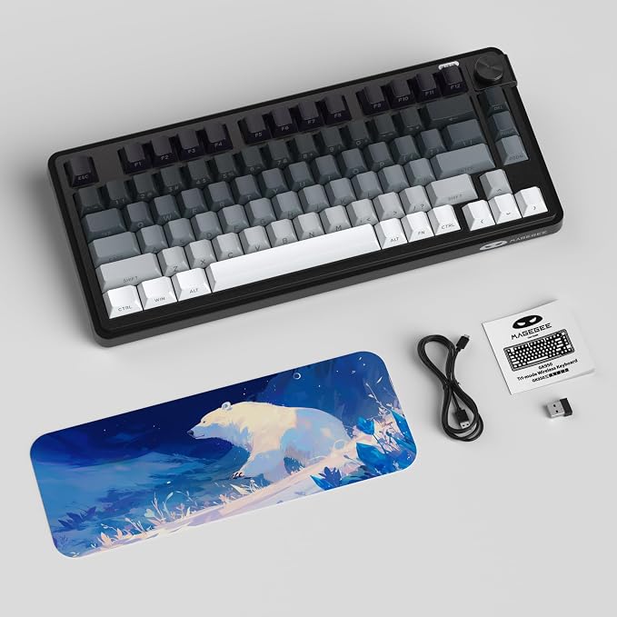 MageGee Wireless Gaming Keyboard 81 Keys RGB Backlit Tri-Mode Bluetooth 2.4G USB-C Rechargeable Mechanical Feel Keyboard 4000mAh Battery Knob Control 26-Key Anti-Ghosting for PC Mac Windows – GK950 - Image 7