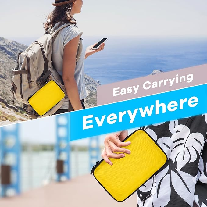 Bright Yellow Hard Shell Electronic Organizer Carrying Case - Shockproof Large Storage Case for Hard Drive, Phone, Power Bank, Charger, Earbuds - Zipper Pouch Gadget Bag for Business, Travel - Image 3