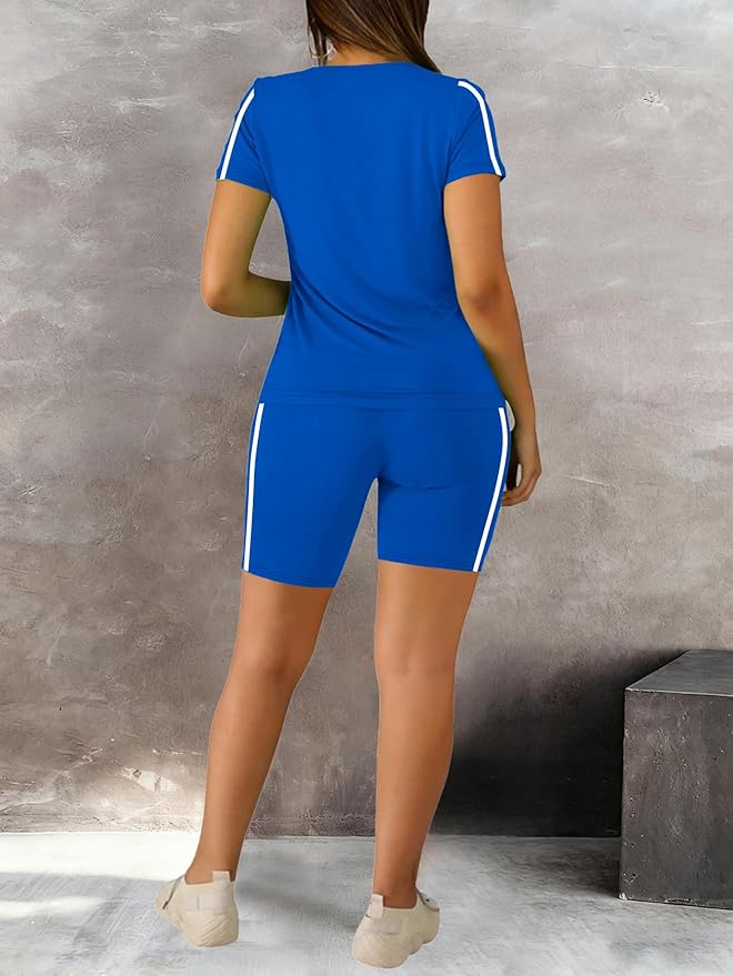 STOLKISS Women 2 piece Short Sets Classic Striped Outfits Summer Casual Short Sleeve T-Shirt and Short Jogger Tracksuits Sets - Image 4