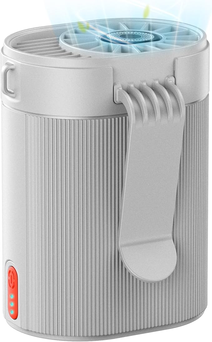 2026 AI Portable Fan Rechargeable-4 Speeds Personal Waist Fan, 6600RPM Strong Airflow Hands-Free Hanging Neck Fan for Camping Outdoor, Grey by Tenvolti