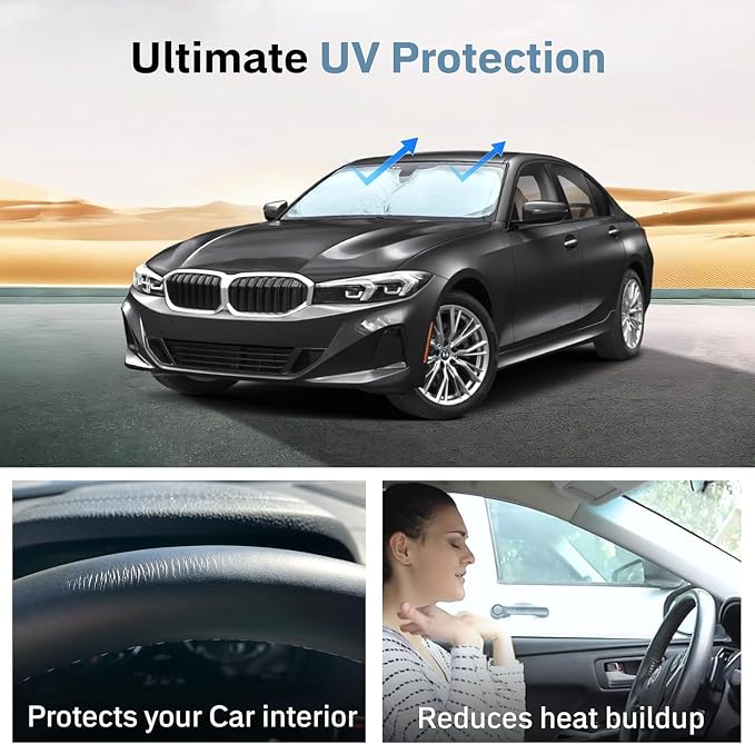 Autovir Windshield Sun Shade, Foldable Car Window Shades, 280T Visor Shade - Image 9