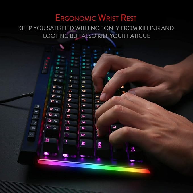 Redragon K580 Wired RGB Mechanical Gaming Keyboard, Macro Key & Media Wheel | 5 On-Board Keybinding Buttons for MMO MOBA Games, Dedicated Media Controls, Tactile Brown Switch for Long-Time Typing Feel - Image 7