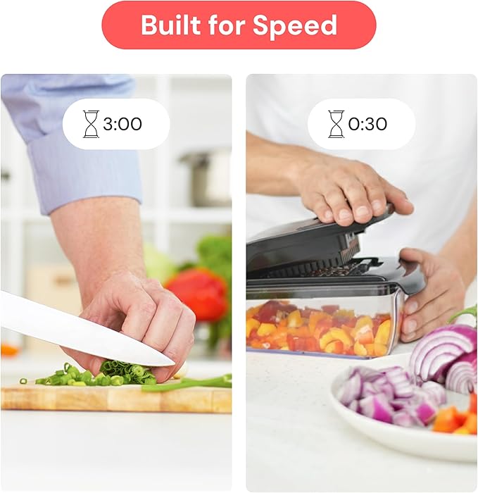 Fullstar Pro Original Vegetable Chopper Kitchen Prep Tool | 2 in 1 Veggie Slicer, Onion & Fruit Cutter with Sharp Stainless Steel Blades & Container, All-in-One Food Prep Tool (White) - Image 3