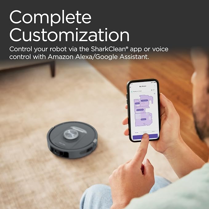Shark PowerDetect Self-Empty Robot Vacuum with NeverStuck Technology, Auto Deep-Clean Carpets & Hardfloors, XL 60 Day Capacity HEPA Bagless Base Neutralizes Odors, for Pet Hair, Black (AV2820AE) - Image 13