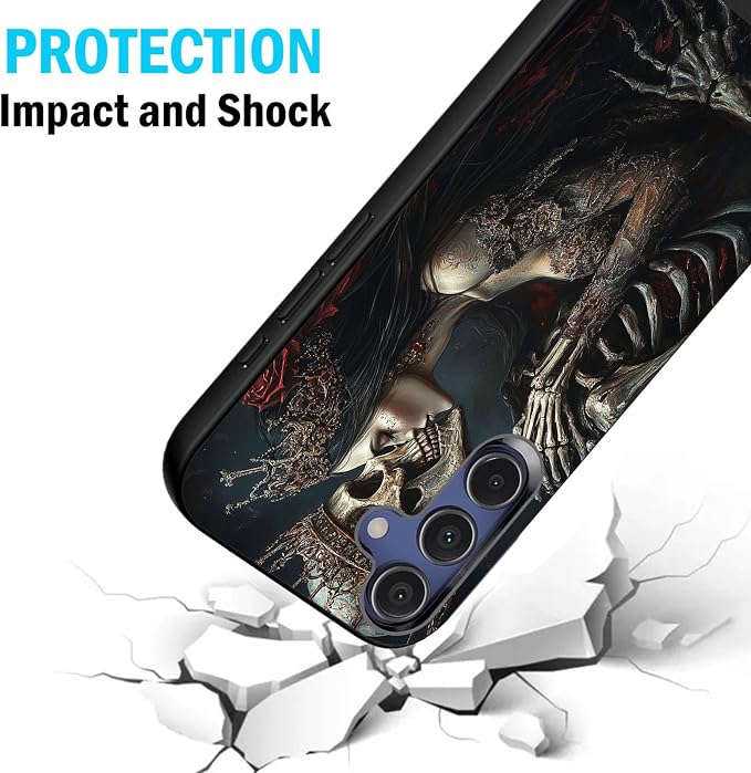 Designed for Galaxy S24 FE Phone Case,Slim Silicone Shockproof Protective Case for Galaxy S24 FE 6.7 inch,Skeleton Couple Love Scene - Image 2