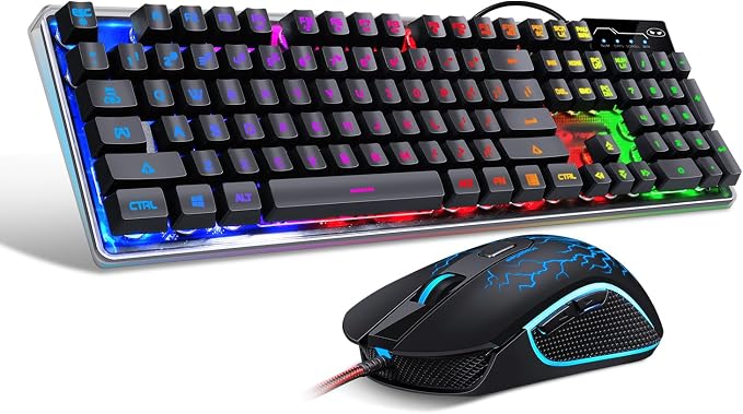 Gaming Keyboard and Mouse Combo, K1 RGB LED Backlit Wired Keyboard with 104 Key Computer PC Gaming Keyboard for PC/Laptop (Black) by MageGee