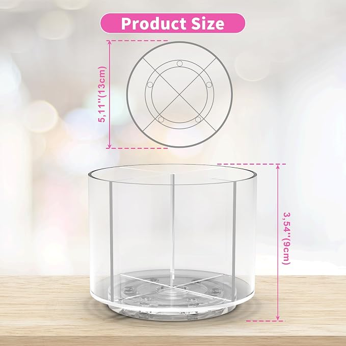 Small Pencil Organizer for Desk Acrylic Art Organizer Clear 4 Compartments | Rotating Art Supply Organizer for Kid, Spinning Marker Caddy Pen Organizer for Desk, Acrylic Pen and Pencil Organizer Storage - Image 5