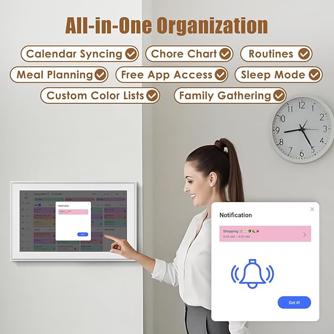 Digital Calendar:15.6-inchWall Planner Electronic Calendar & Chore Chart, Smart Touchscreen Interactive Display for Family Schedules– Wall and Desk Mountable, Great for Organizing Your 2026 Calendar - Image 3