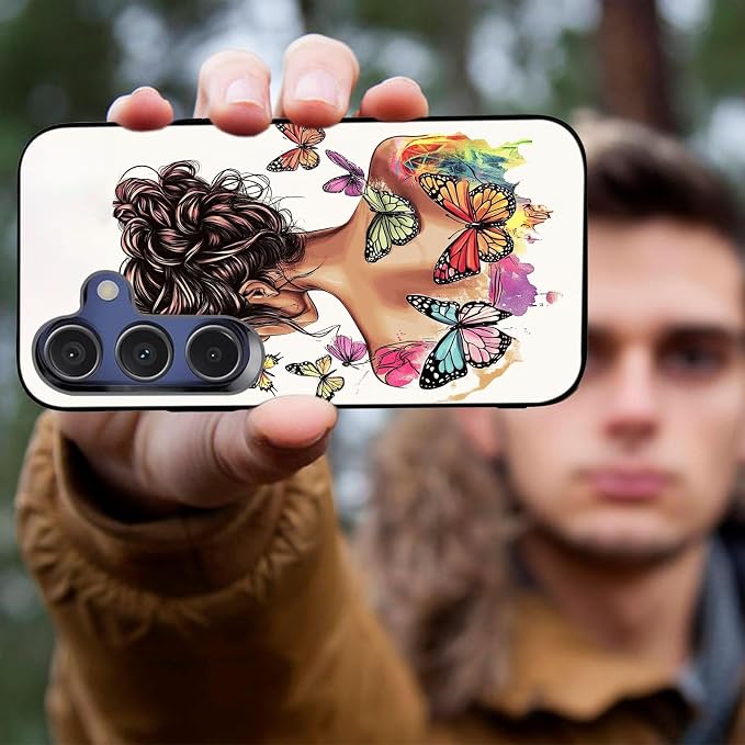 Designed for Galaxy A17 5G Phone Case,Slim Silicone Shockproof Protective Case for Galaxy A17 5G 6.7 inch,Butterfly Girl Watercolor Art - Image 4