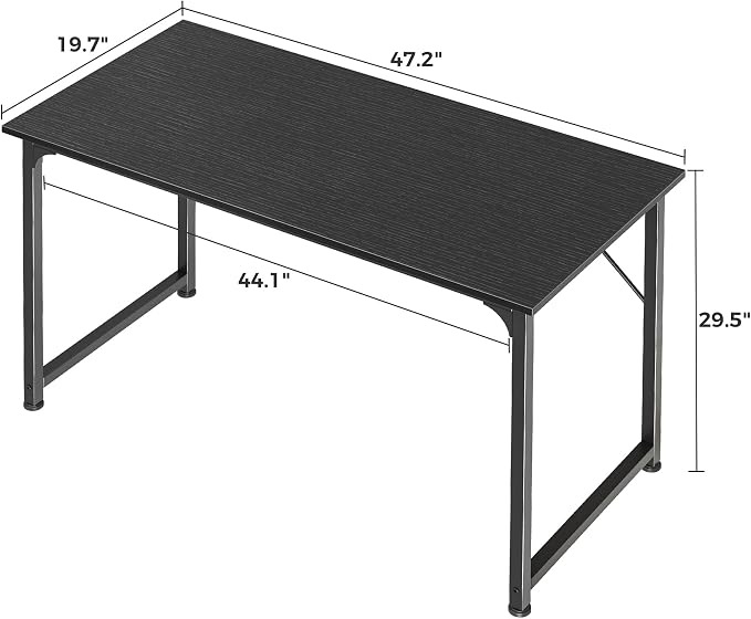 Huuger 48 Inch Office & Gaming Desk with Storage, Modern Simple Design, Large Legroom, Black Metal Frame - Image 3