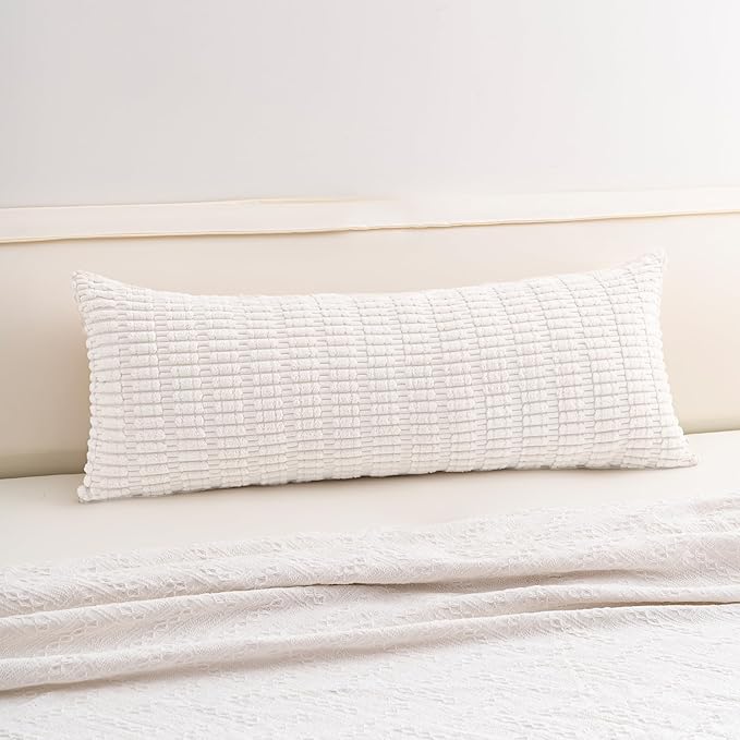 Aegero Corduroy Decorative Throw Pillow Covers 14x36 InchSoft Striped Pillow Covers Modern Farmhouse Home Decor for Sofa Living Room Couch Bed（White） by Unknown