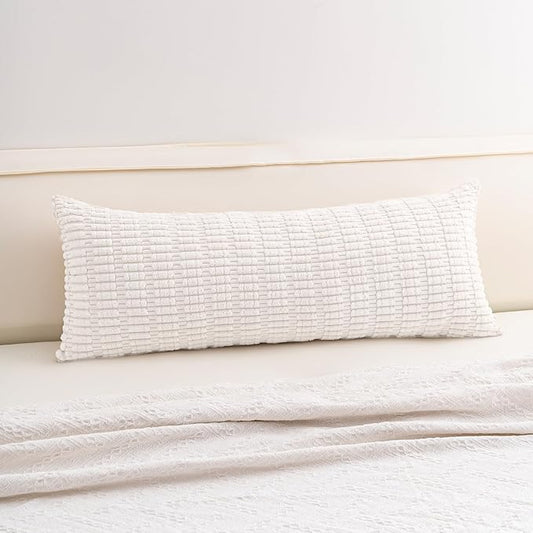 Aegero Corduroy Decorative Throw Pillow Covers 14x36 InchSoft Striped Pillow Covers Modern Farmhouse Home Decor for Sofa Living Room Couch Bed（White） by Unknown