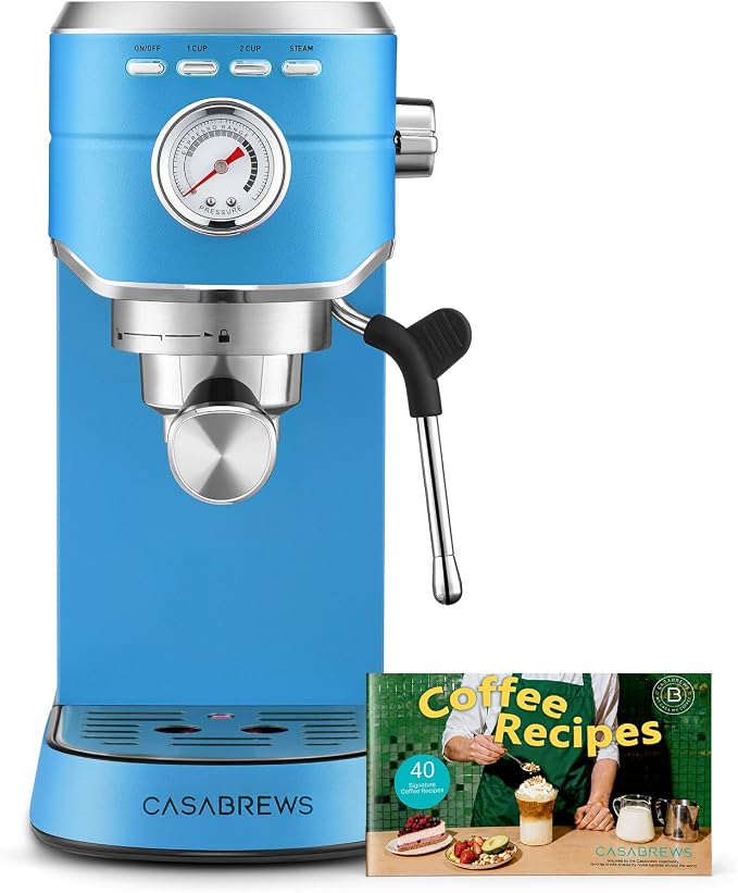 CASABREWS CM5418 Espresso Machine, Espresso Coffee Maker with Steam Wand | Stainless Steel, 20-Bar Pump, Built-in Pressure Gauge, Powerful Steam Wand for Cappuccino Latte for Home, 34oz Water Tank by CASABREWS