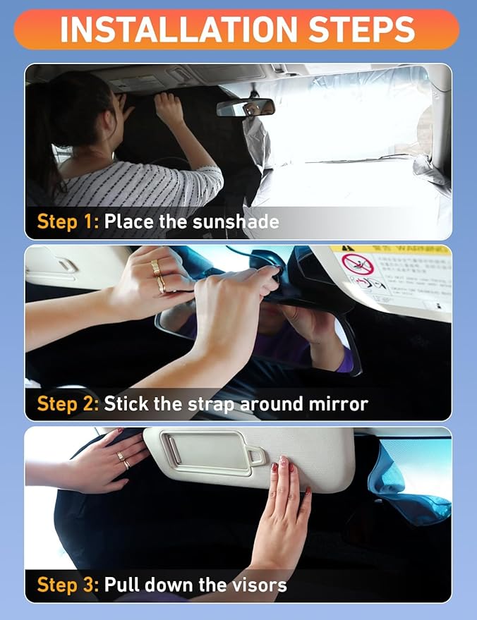 EcoNour Windshield Sunshade Compatible for Toyota Corolla 2014-2017 2018 2019 L, LE (Eco/Plus), S, SE, XLE, XSE Sun Visor for Front Windshield & Window Sun Shade Cover, UV Blocker, Car Accessories - Image 5