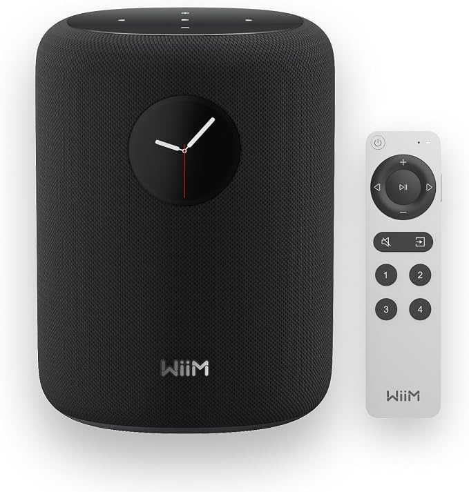 WiiM Sound Smart Speaker with 1.8″ Touch Display, Hi‑Res 24‑bit/192 kHz, AI RoomFit™ Room Correction, 100W Peak, Wi‑Fi 6E/Bluetooth 5.3, Multi‑Room & Stereo Pairing, Remote Included, Black by WiiMHome