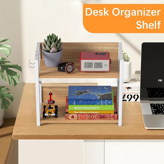 RUILALIFE Kitchen-Countertop-Organizer-Shelf, 2 Tier Coffee Bar Station Organizer for Counter,Wooden Spice Rack Shelf, Space Saving Desk Shelving Riser Unit, Coffee Bar Accessories (Maple, Large) - Image 7