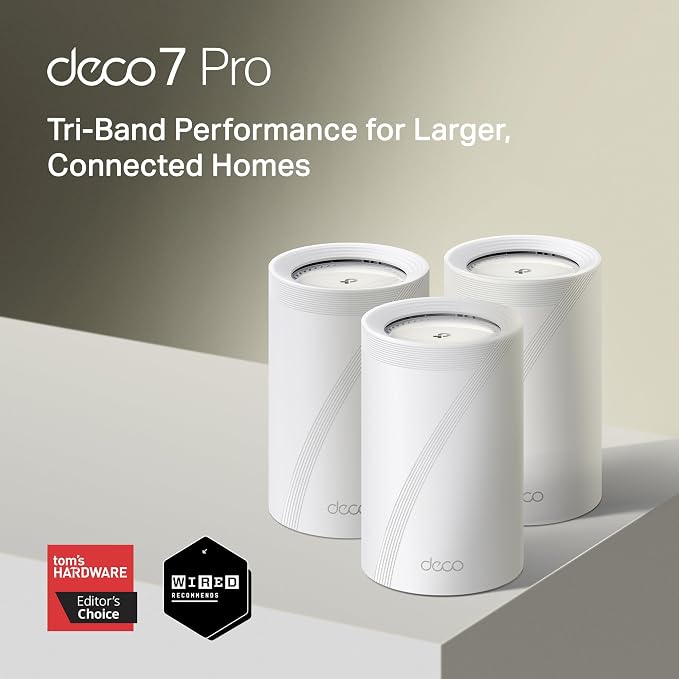 TP-Link Deco 7 Pro BE14000 Tri-Band Wi-Fi 7 Whole Home Mesh System | 8-Stream 14 Gbps | 10 WAN/LAN Port | Up to 8100 Sq.ft, 200 Devices Capacity | 320 MHz, HomeShield, AI-Roaming (BE67 3-Pack) - Image 2