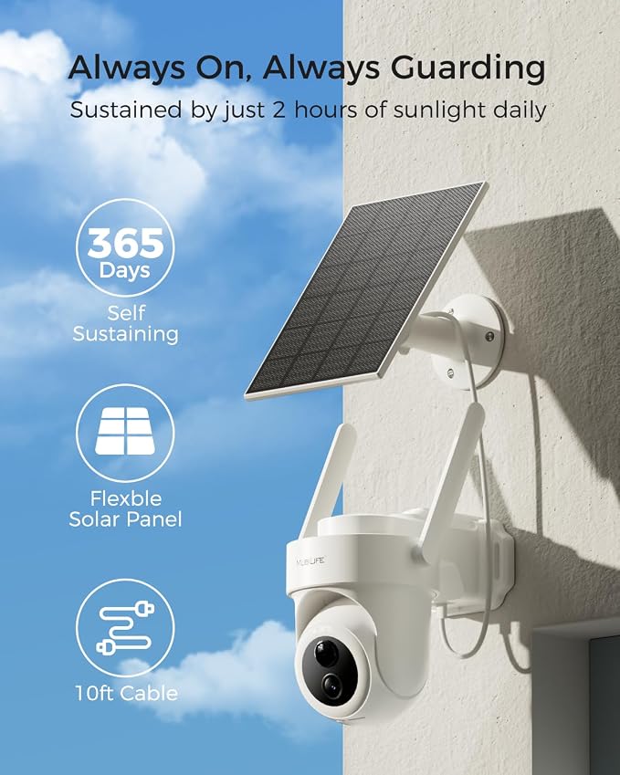 MUBILIFE 4K Ultra HD Solar Security Cameras Wireless Outdoor, No Subscription Required, Home Security Cameras System with 360° Auto Tracking, Color Night Vision, 2.4&5GHz WiFi, Easy Setup, 4-Cam Kit - Image 5