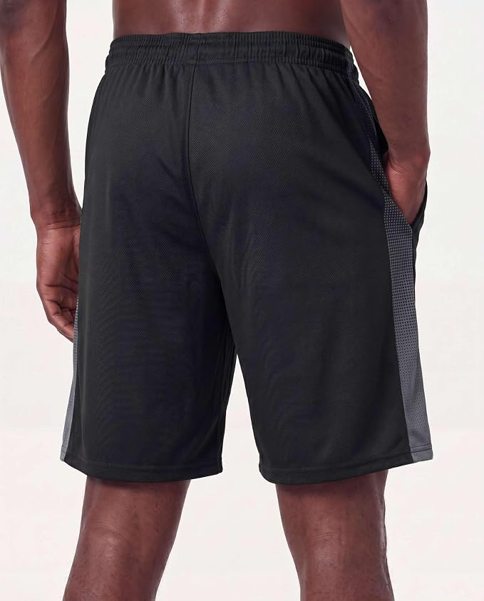 5 Pack Men's Mesh Shorts Athletic Basketball Sports Gym Workout Pockets | Cooling Moisture-Wicking, 9", Long, Quick-Dry, Breathable, Elastic Drawstring Waistband. Running, Exercise, Soccer, Training. - Image 5