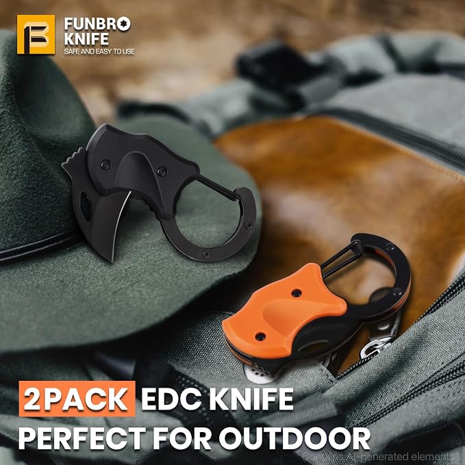 FUNBRO 2 Pack Small Pocket Knife Gifts for Men & Women | Folding Box Cutter, Birthday & Stocking Stuffers Gifts for Wife Husband Dad Mom (Black & Orange) - Image 7