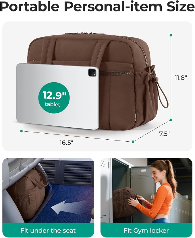 BAGSMART Duffle Bag for Travel, Gym Bag for Women, Weekender Carry on Bag | PVC Wet Pocket, Airline Approved Personal Carry-on Size, Fits Under-seat, One Bag for Gym, Travel, Hospital, Overnight - Image 2