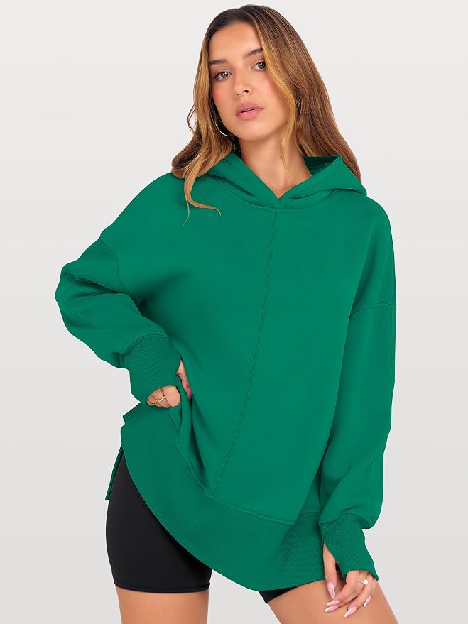 ANRABESS Womens Oversized Hoodies Long Sleeve Fleece Side Slit Hooded Sweatshirts Pullover 2026 Fall Outfits Y2K Clothes - Image 2
