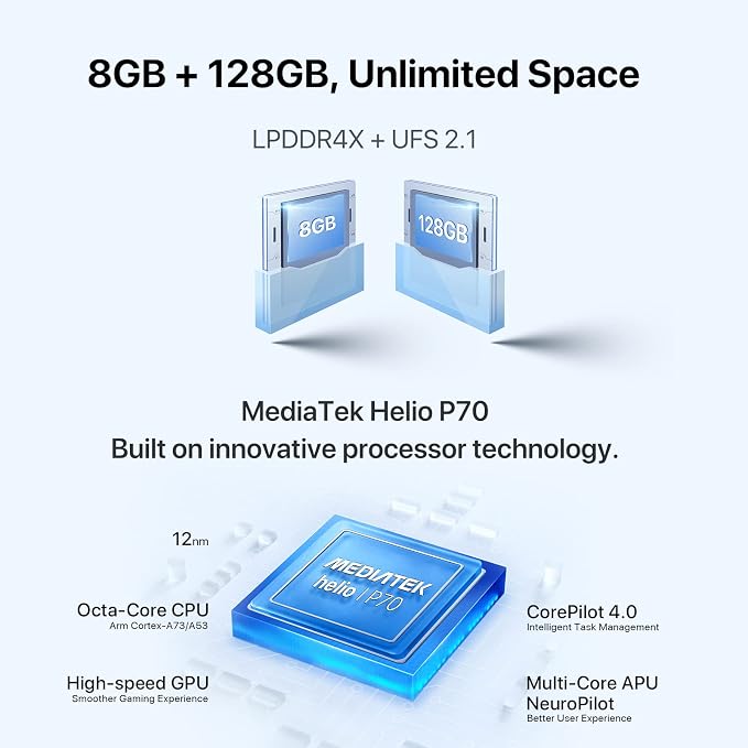 UMIDIGI Cell Phone, F3 8GB+128GB Smartphone Unlocked, 48MP AI Triple Camera, 6.7inch HD Full Screen, 5150mAh Battery,18W Fast Charging, Android 11 Phone Unlock, Type-C,4G Dual SIM, NFC - Image 2