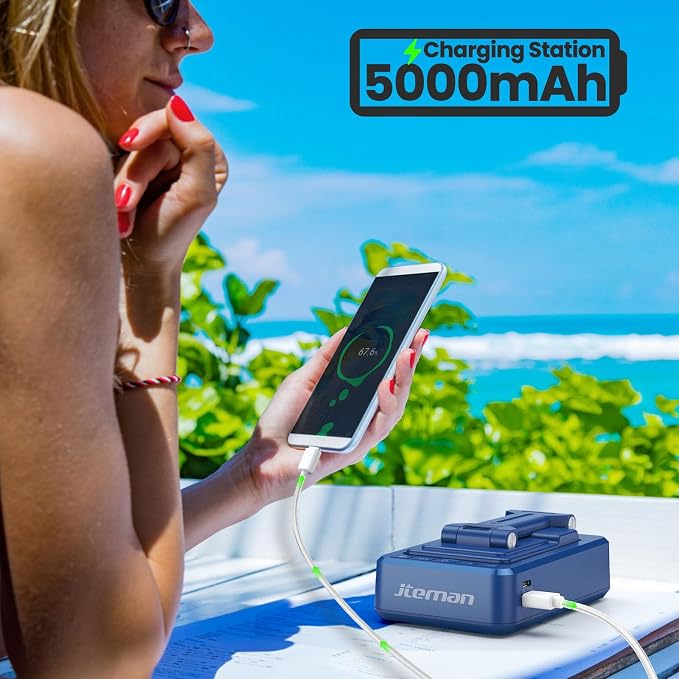 JTEMAN Cell Phone Stand with Bluetooth Speaker and Charging Function, HD Sound Adjustable Phone Holder, Birthday Gifts for Men Women, Cool Tech Kitchen Gadgets for All Phones,Tablet (Blue) - Image 3