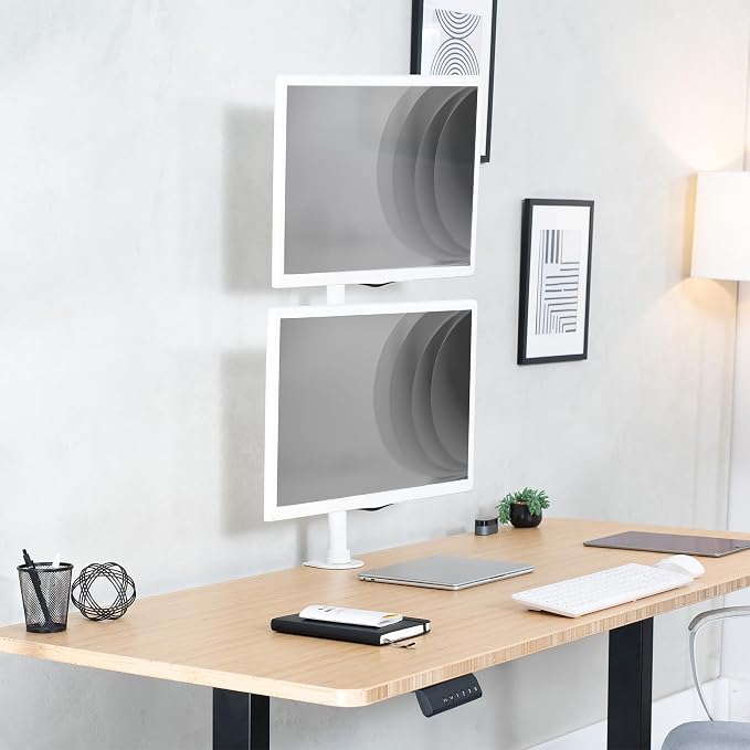 VIVO Dual Monitor Desk Mount Stand with Height Adjustment and VESA Plates for 2 LCD Ultrawide Screens up to 34 inches, Stacked Array, STAND-V002RW - Image 2